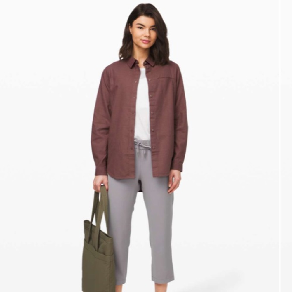 Lululemon Full Day Ahead Shirt Antique Bark Size 6
